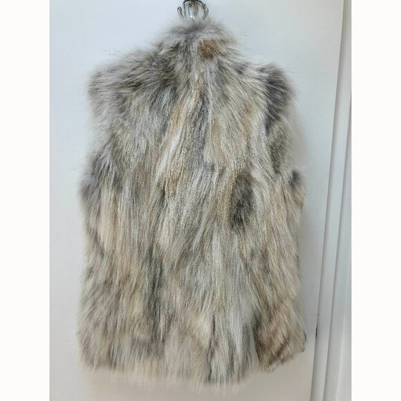 NWT Wolfie Furs Beige Coyote GENUINE FUR mid-length vest SZ S more like M 6 or 8 - Picture 2 of 7